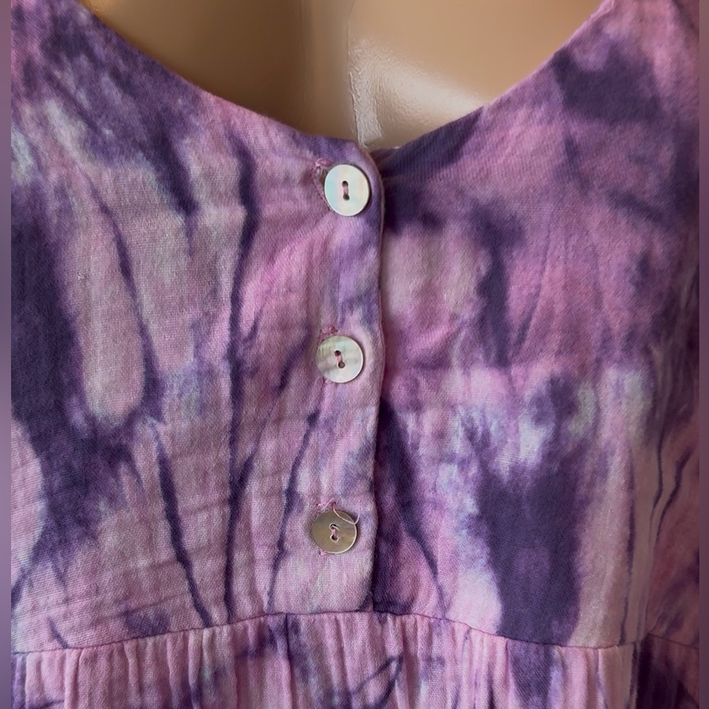 Show Me Your Mumu Weekend Mini Dress in purple tie, pockets, oversized fit Sz S - Picture 9 of 9